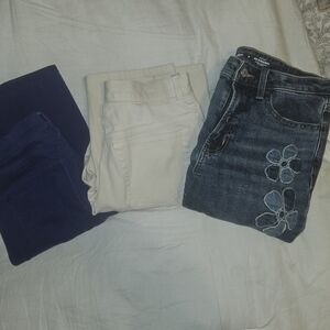 Ralph Lauren Cream And BLUE Pants, Also, Old Navy Embleshed Jeans.